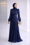 Gümüş Tesettür Abiye Lacivert