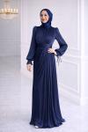 Gümüş Tesettür Abiye Lacivert