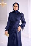 Gümüş Tesettür Abiye Lacivert