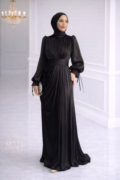 Gümüş Tesettür Abiye Siyah