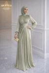 Gümüş Tesettür Abiye Mint Yeşili