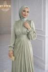Gümüş Tesettür Abiye Mint Yeşili