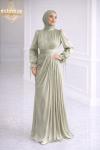 Gümüş Tesettür Abiye Mint Yeşili