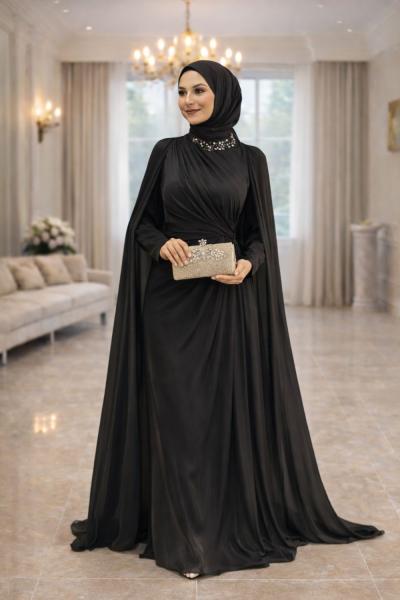Yakut Tesettür Abiye Siyah