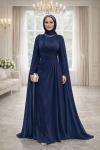 Yakut Tesettür Abiye Lacivert