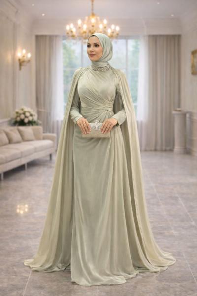 Yakut Tesettür Abiye Mint Yeşili