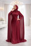 Yakut Tesettür Abiye Bordo