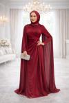 Yakut Tesettür Abiye Bordo