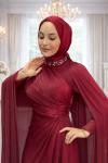 Yakut Tesettür Abiye Bordo