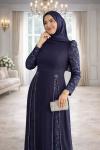 Müjde Tesettür Abiye Lacivert