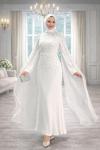 Defne Tesettür Abiye Beyaz