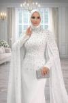 Defne Tesettür Abiye Beyaz