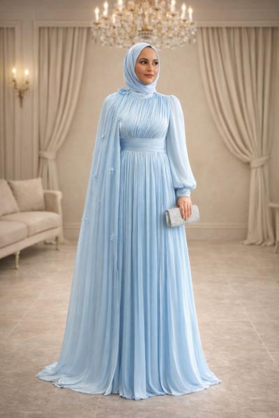 İpek Tesettür Abiye Bebe Mavisi