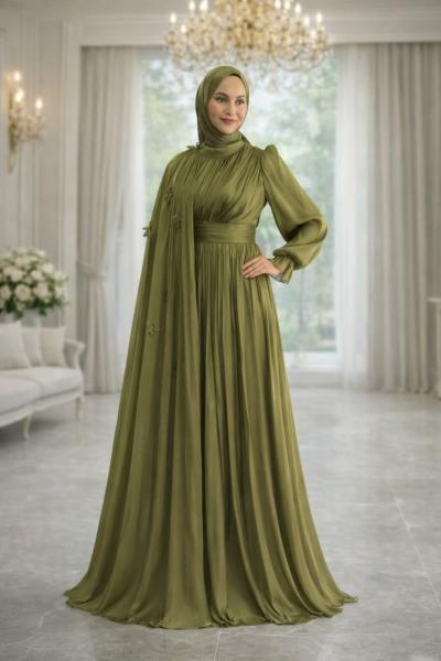 İpek Tesettür Abiye Haki