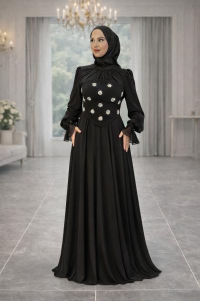 Hanzade Tesettür Abiye Siyah