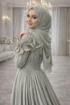 Adelina Tesettür Abiye Mint Yeşili
