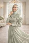 Adelina Tesettür Abiye Mint Yeşili