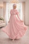 Adelina Tesettür Abiye Pembe