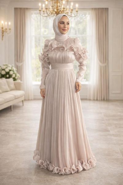 Adelina Tesettür Abiye Taş Rengi