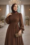 Meltem Tesettür Abiye Kahverengi