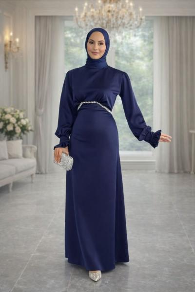 Eslem Tesettür Abiye Lacivert