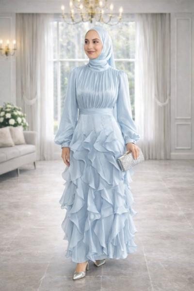 Açelya Tesettür Abiye Bebe Mavisi