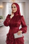 Açelya Tesettür Abiye Bordo