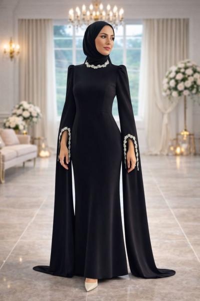 Serpil Tesettür Abiye Siyah