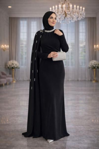 Serap Tesettür Abiye Siyah