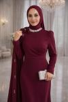 Serap Tesettür Abiye Bordo