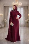 Serap Tesettür Abiye Bordo