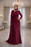 Serap Tesettür Abiye Bordo
