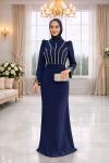 Sahra Tesettür Abiye Lacivert