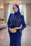 Sahra Tesettür Abiye Saks Mavisi