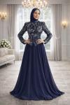 Ferhunde Tesettür Abiye Lacivert