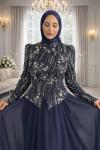 Ferhunde Tesettür Abiye Lacivert