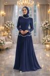 Merve Tesettür Abiye Lacivert