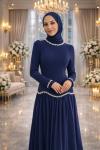 Merve Tesettür Abiye Lacivert