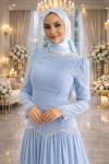 Merve Tesettür Abiye Bebe Mavisi