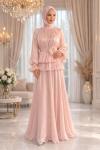 Feryal Tesettür Abiye Pembe