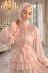 Feryal Tesettür Abiye Pembe