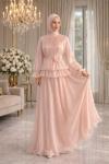Feryal Tesettür Abiye Pembe