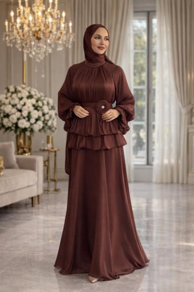 Feryal Tesettür Abiye Çikolata kahvesi