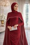 İncilay Tesettür Abiye Bordo