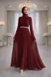 Dilek Tesettür Abiye Bordo