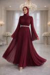 Dilek Tesettür Abiye Bordo