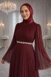 Dilek Tesettür Abiye Bordo