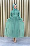 MELİS PLİSELİ TAŞLI ABİYE Mint Yeşili
