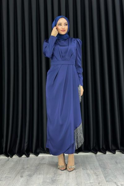 Berra püsküllü abiye Lacivert