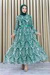 Dilek etnik desen elbise Yeşil